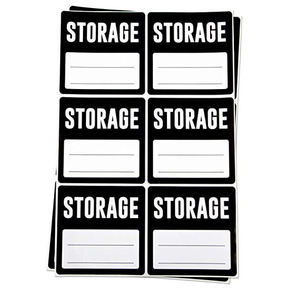 STORAGE w/ Memo Note Home Moving Box Carton 3 x 3 Inch Labels Stickers (Black / 6 labels per sheet / 50 Sheets / 300 Labels)