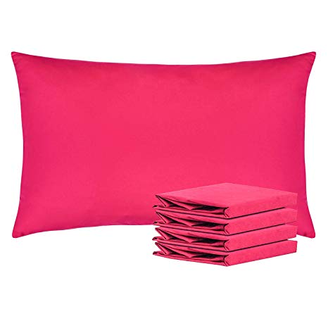 NTBAY Queen Pillowcases Set of 4, 100% Brushed Microfiber, Soft and Cozy, Wrinkle, Fade, Stain Resistant, with Envelope Closure, Magenta