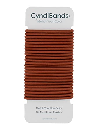 Auburn Red No-Metal 4mm, 1.75 Inch Elastic Hair Ties Color Match Ponytail Holders - 24 Count
