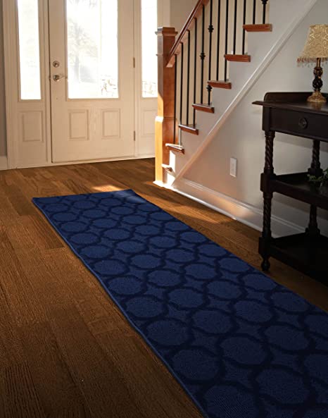 Garland Rug Sparta 2-Feet by 8-Feet, Navy