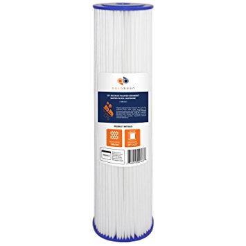 1-PACK Of 1 Micron Big Blue 20" x 4.5" Pleated Washable Sediment Water Filter Cartridge by Aquaboon
