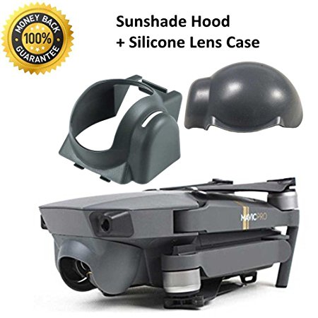 DJI Mavic Pro Lens Protector Set, Fantany Lens Hood Sunshade Anti-Glare Protector Cover Cap with Camera Gimbal Guard Silicone Protective Case Hood (Grey)