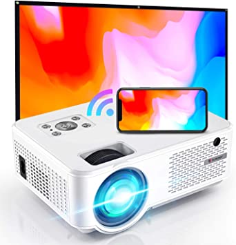 Bomaker Mini WiFi Projector, Native 800P, Full HD 1080P Supported,9000:1 Contrast Ratio, Synchronize Smartphone Screen, 300'' Display, Compatible with iPhone, Android, TV Stick, PS4, DVD Player, Laptops, Windows, Great Choice for Home and Outdoor