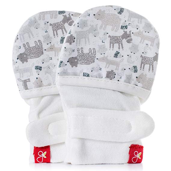 goumikids - goumimitts, Scratch Free Baby Mittens, Organic Soft Stay On Unisex Mittens, Stops Scratches and Prevents Germs