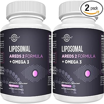 All-in-one Liposomal AREDS 2 Eye Vitamins with Omega 3 and Lower Zinc, Supports Adults Eye Health Vitamin for Vision Protection