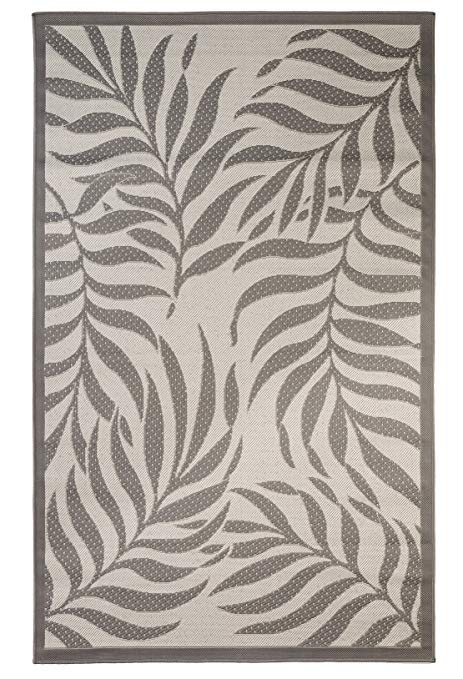 Outdoor Mats Flatweave Indoor Outdoor Rugs with Contemporary Tropical Design Area Rugs Patio Rug Flooring Carpets 9x12 (8'10''x11'9'', Gray)