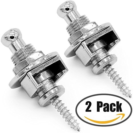 Anwenk Premium Guitar Strap Locks and Buttons Security Quick Release Straplocks Strap Retainer System Nickel (Pack of 2)