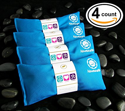 Happy Wraps® Yoga Flax Seed Eye Pillows Unscented - 4 Pieces - Turquoise Cotton