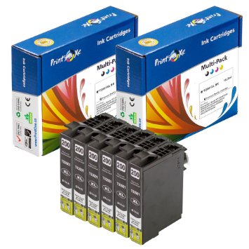 6 Black Ink Cartridges Epson 200XL Compatible (6 Black T2001XL) for use in Epson Printers: Expression Home XP100 , XP200 , XP300 , XP310 , XP400 , XP410 , XP510 and WorkForce WF2520 , WF2530 , WF2540 PrintOxe (TM) Exclusively sold by PanContinent