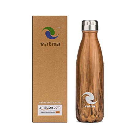 Vatna Insulated Water Bottles, Double Wall Vacuum insulation 18/8 Grade Stainless Steel Water Bottle, Fashion Sports Cup, Hot 12 hours - Cold 24 hours, COLA Shaped, Hydration Bottle, BPA-Free, Fits in bicycle water bottle cage or Cup Holder 17 OZ / 500 ML
