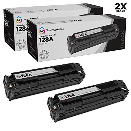LD Remanufactured Toner Cartridge Replacement for HP 128A CE320A (Black, 2-Pack)