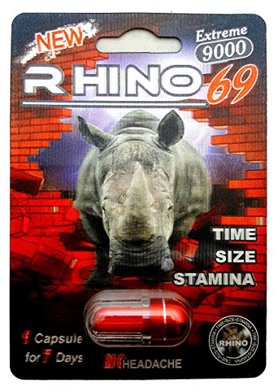 Rhino 69 Extreme 9000 RedBrick - NEW Arrival - All Natural Male Enhancement Supplement - BEST of the 69 series - 5 Pack (Red 9K)