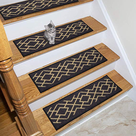 Ottomanson Ottohome Collection Stair Tread, 8.5" X 26" Pack of 7, Black