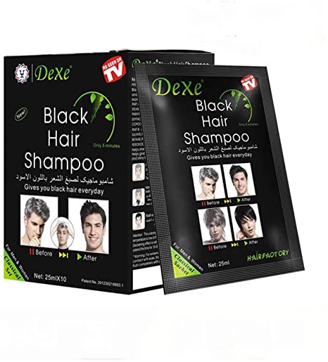 Instant Hair Dye Hair Color Shampoo Semi-Permanent Hair Shampoo - 10-Bag/Box (black)