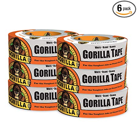 Gorilla 6025001-6 Duct Tape (6 Pack), 1.88" x 30 yd, White