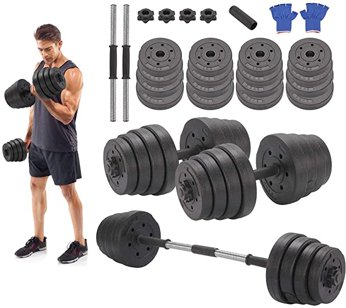 Puregadgets Vivo Deluxe 30kg Dumbbell Set Kit Weights Training Gym Workout Fitness Body Building Home Muscle Training Bodybuilding