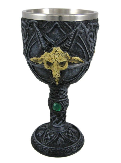 Medieval Renaissance Wine Goblet Gemstone Chalice Cup Goat - Green