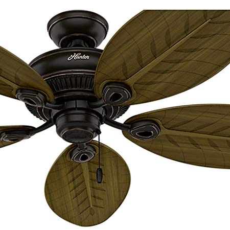 Hunter Fan 54 in. Indoor/Outdoor Ceiling Fan without Light in Onyx Bengal, 5 Palm Shaped Fan Blades Included (Certified Refurbished)