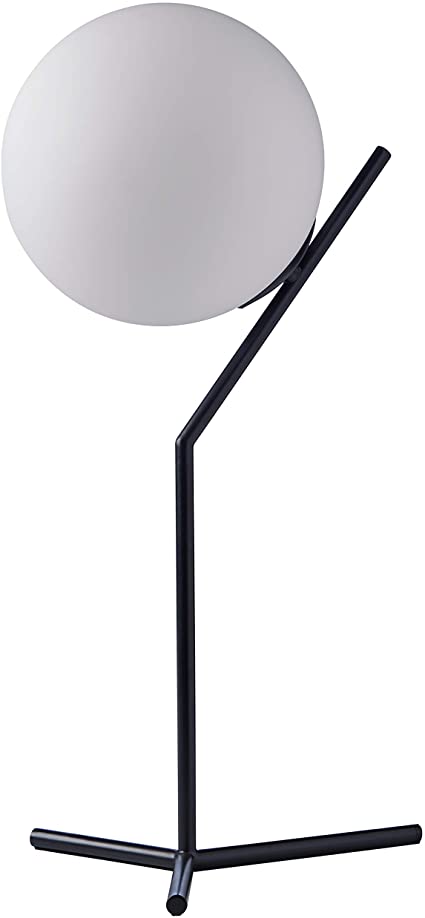 Amazon Brand – Rivet Glass Ball and Metal Table Lamp – Matte Black, 21.5"H, with Bulb