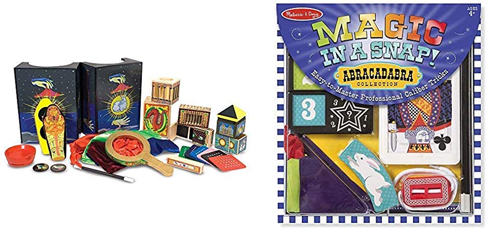 Melissa & Doug Deluxe Magic Set (3.8" H x 14.1" W x 9.6" L, Best for 8, 9, 10 Year Olds and Up) & Magic in a Snap! Abracadabra Collection Magic Tricks Set (10 pcs)