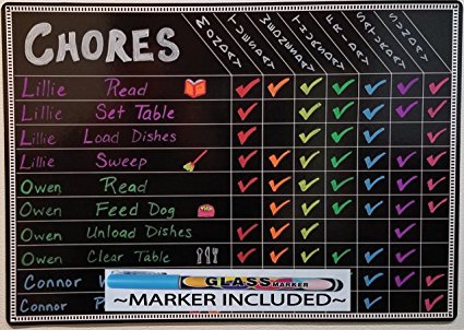 Family Size Multi Use Magnetic Dry Erase Board Chore Responsibility Chart Menu Planner To Do Fluorescent Calendar 12"x17"
