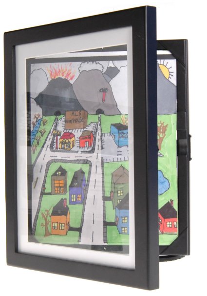 Child Artwork Frame - Display Cabinet Frames And Stores Your Child's Masterpieces - 8.5" x 11" (Black)