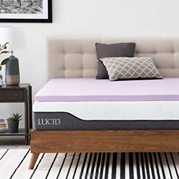 LUCID 2 inch Lavender Infused Memory Foam Mattress Topper - Ventilated Design - Twin Size