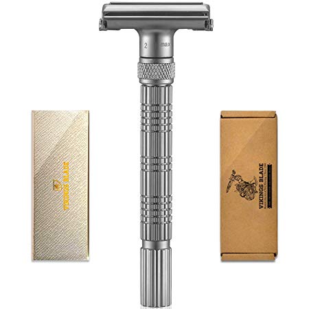 VIKINGS BLADE The Crusader Adjustable Safety Razor (Frosted Chrome)