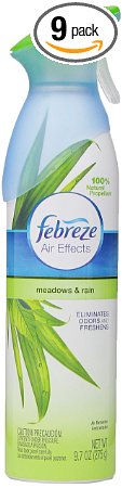 Febreze  Air Freshener, Air Effects Meadows & Rain Air Freshener (9.7 Oz) (Pack of 9)