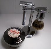 Merkur Shave Set With 38C Long Handle Barber Pole Razor   Chrome Stand   Badger Chrome Brush   Omega Shaving Cream Bowl by Merkur