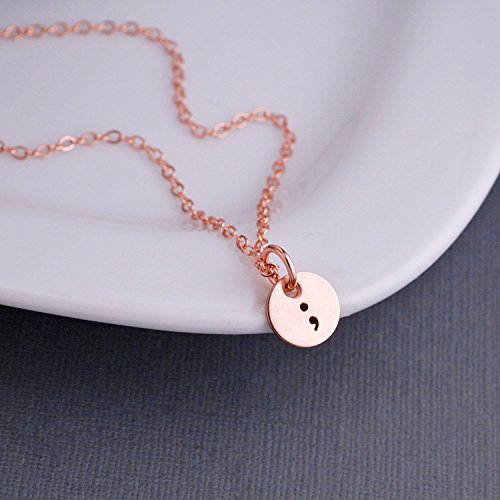 Tiny Rose Gold Semicolon Necklace Awareness Jewelry