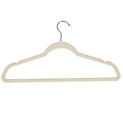 SONGMICS 50 Pack Velvet Suit Hangers Non-Slip Ultra Thin Clothes Hangers Beige UCRF50L
