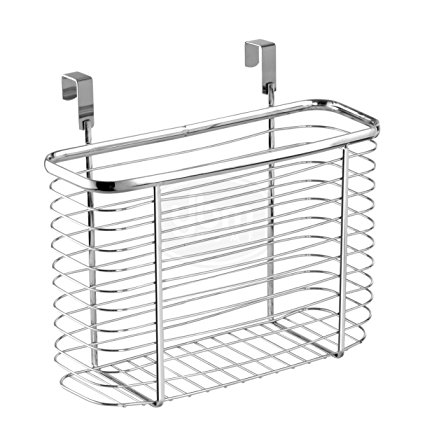 Ybmhome Over the Cabinet Door Kitchen Storage Organizer Holder Basket Pantry Caddy Wrap Rack for Aluminum Foil, Sandwich Bags, Cleaning Supplies – Chrome 2234 (1, Medium)