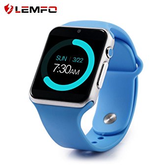 LEMFO IW08 Smart Watch Cell Phone Fitness Tracker Bluetooth WristWatch with Camera for Android Smartphones (Blue)