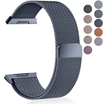 Maledan Metal Bands Compatible with Fitbit Ionic, Stainless Steel Milanese Loop Replacement Accessories Bracelet Strap with Magnet Closure for Fitbit Ionic Smart Watch, Women Men