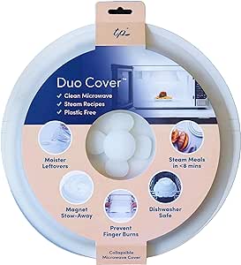 Duo Cover 2.0 | 3-in-1: Collapsible Magnetic Microwave Cover. Safely Grab Hot Dishes From Microwave. Moister Leftovers | Plastic-Free & BPA-Free Silicone | Dishwasher-Safe | 11" (Upgraded)