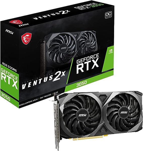 MSI Gaming GeForce RTX 3050 8GB GDRR6 128-Bit HDMI/DP PCIe 4 Torx Twin Fans Ampere OC Graphics Card (RTX 3050 Ventus 2X 8G OC)