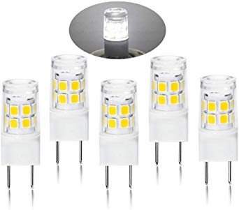 LED G8 Light Bulb, G8 GY8.6 Bi-pin Base LED, Not Dimmable T4 G8 Base Bi-pin Xenon JCD Type LED 120V 50W Halogen Replacement Bulb for Under Counter Kitchen Lighting (5-Pack) (G8 Daylight 6000K)