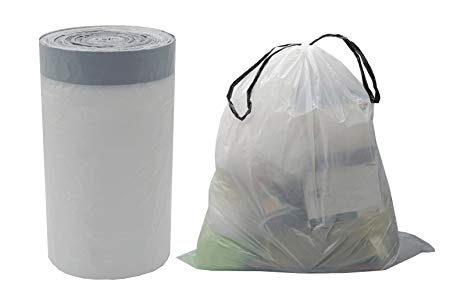 Besli 8~9 Gallon Drawstring Strong Trash Bag Garbage Bag (8~9 Gallon(90 Bags), White)