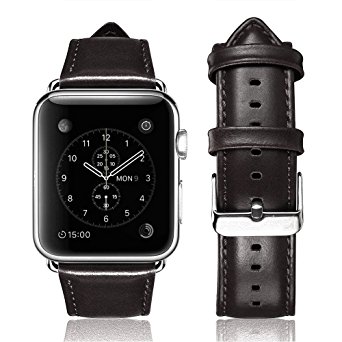 Apple Watch Band 42mm, Yearscase Retro Vintage Genuine Leather iWatch Strap Replacement for Apple Watch Series 3 Series 2 Series 1 Nike  Hermes&Edition - Coffee