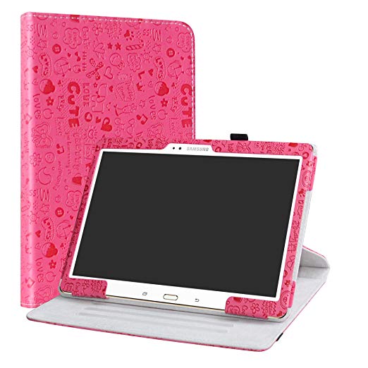 Samsung Galaxy Tab S 10.5 Rotating Case,LiuShan 360 Degree Rotation Stand PU Leather with Cute Pattern Cover for Samsung Galaxy Tab S 10.5 Inch (SM-T800) Android Tablet,Rose Red