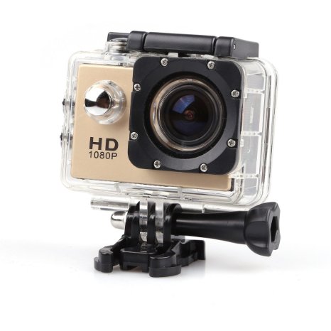 Lightdow LD4000 1080P HD Sports Action Camera Kit - DSP:NT96650   1.5" LPS-TFT LCD   Bonus Battery   170° Wide Angle Lens (Gold)
