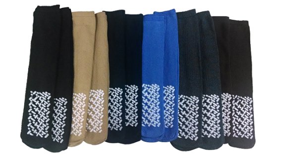 12 Pairs Of excell Mens Assorted Non Skid Slipper Socks #5895-10-13, Assorted Colors