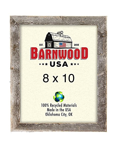 BarnwoodUSA Rustic 8x10 Inch Picture Frame 1.25 Inch Wide - 100% Reclaimed Wood, Weathered Gray