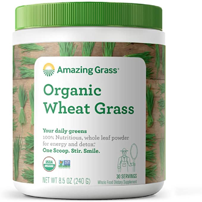 Amazing Grass Organic Wheat Grass Powder, 30 Servings, 8.5-Ounce Container, .85-Inch