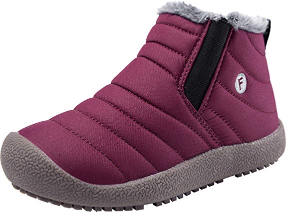 JINKUNL Kids Winter Warm Snow Boots Outdoor Fur Lined Lightweight Ankle Booties Sneakers Shoes for Girls Boys