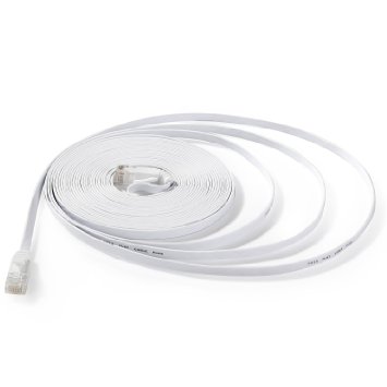 Hexagon Network - Ethernet Cable Cat6 Flat 25ft White, Network Cable Cat 6 Flat Slim Ethernet Patch Cable, Internet Cable With Snagless RJ45 Connectors - 25 Feet White