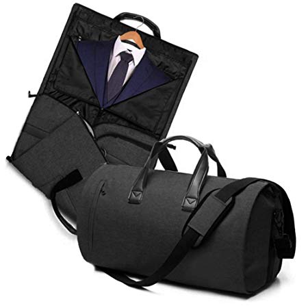V-Vitoria Suit Duffel Bag with Shoulder Strap for Travel Business Carry on Foldable Garment Bag (Black)