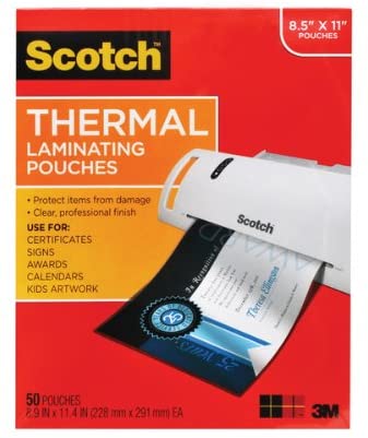 Scotch Thermal Laminating Pouches, 8.9 x 11.4 Inch, 50 Count (TP3854-50-MP)