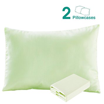 100% Cotton Sateen Toddler Pillowcases Set of 2, Soft and Cozy, 13"x 18", Light Green by NTBAY